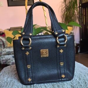 MCM Black Leather Tote Bag